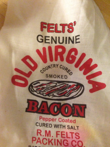 Nearly every recipe begins with bacon and I was ready with some authentic smokey Virginia bacon.